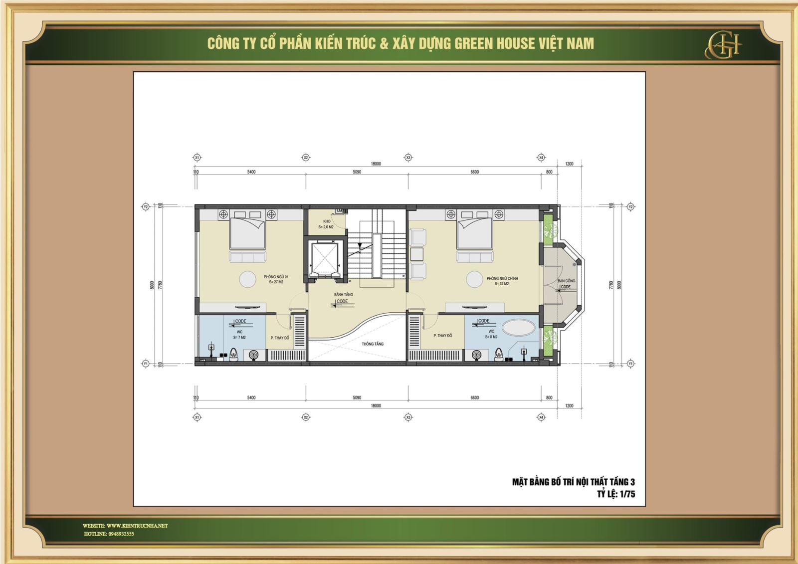 Chi tiết công năng tầng 3 tại nhà phố tân cổ điển Bắc Giang