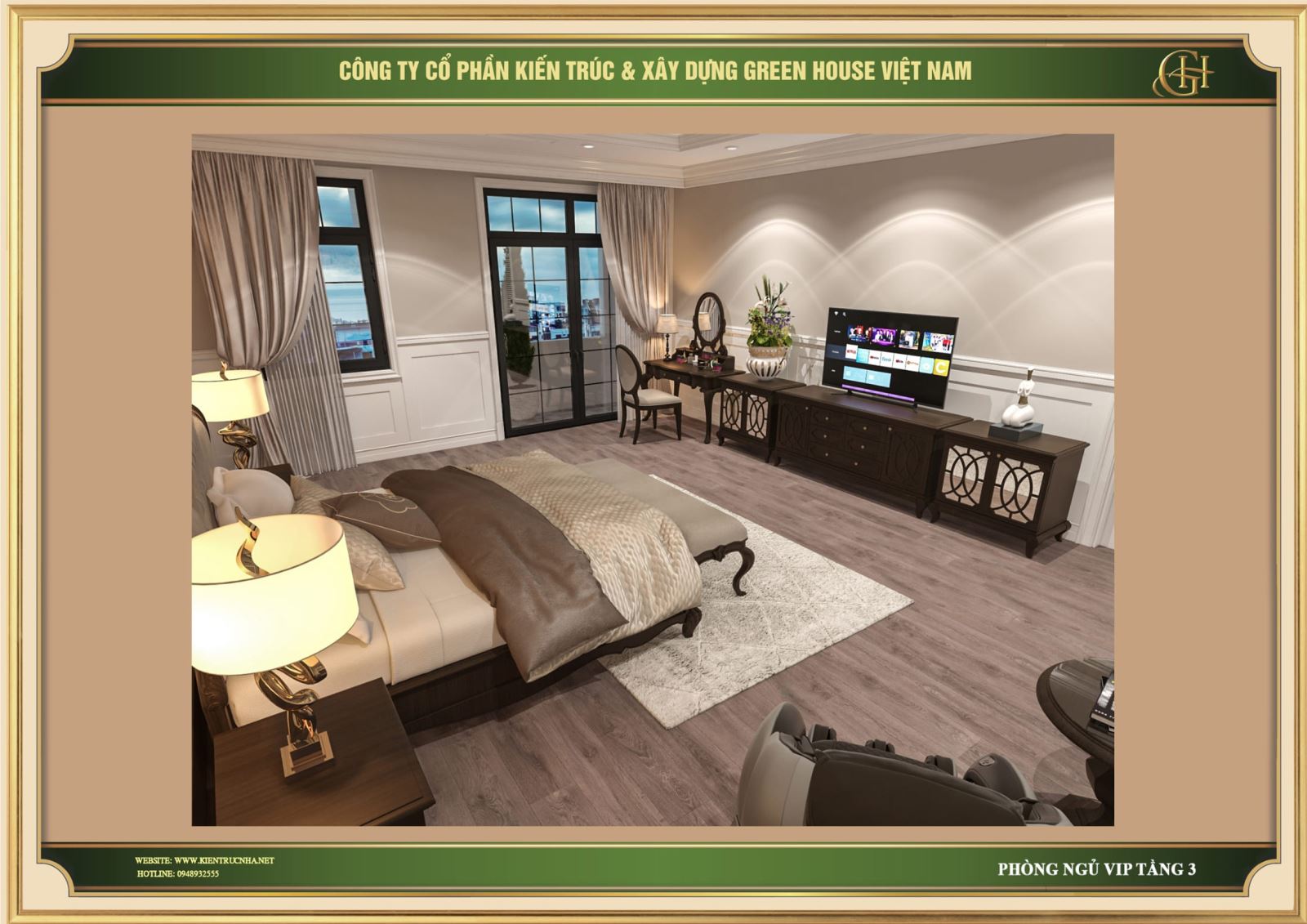 Chiêm ngưỡng thiết kế nội thất phòng ngủ master tân cổ điển sang trọng, đẳng cấp