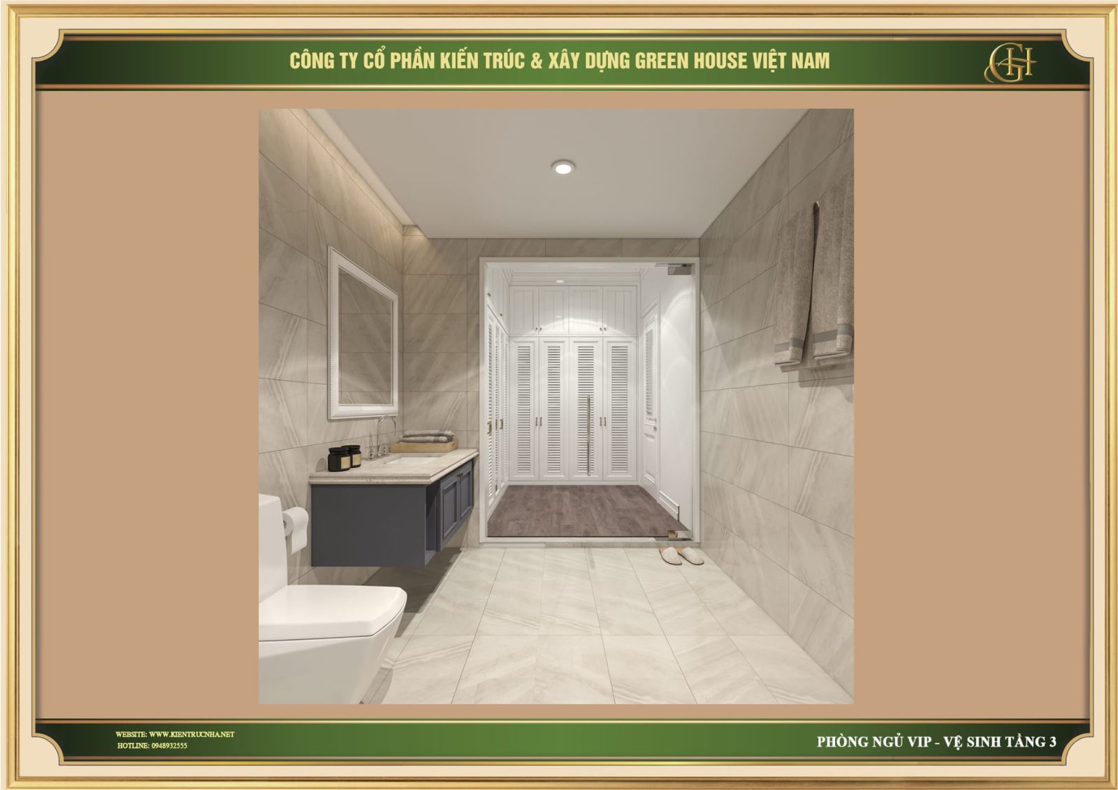 Không gian phòng tắm master vừa đẹp, sang trọng và đầy đủ tiện nghi