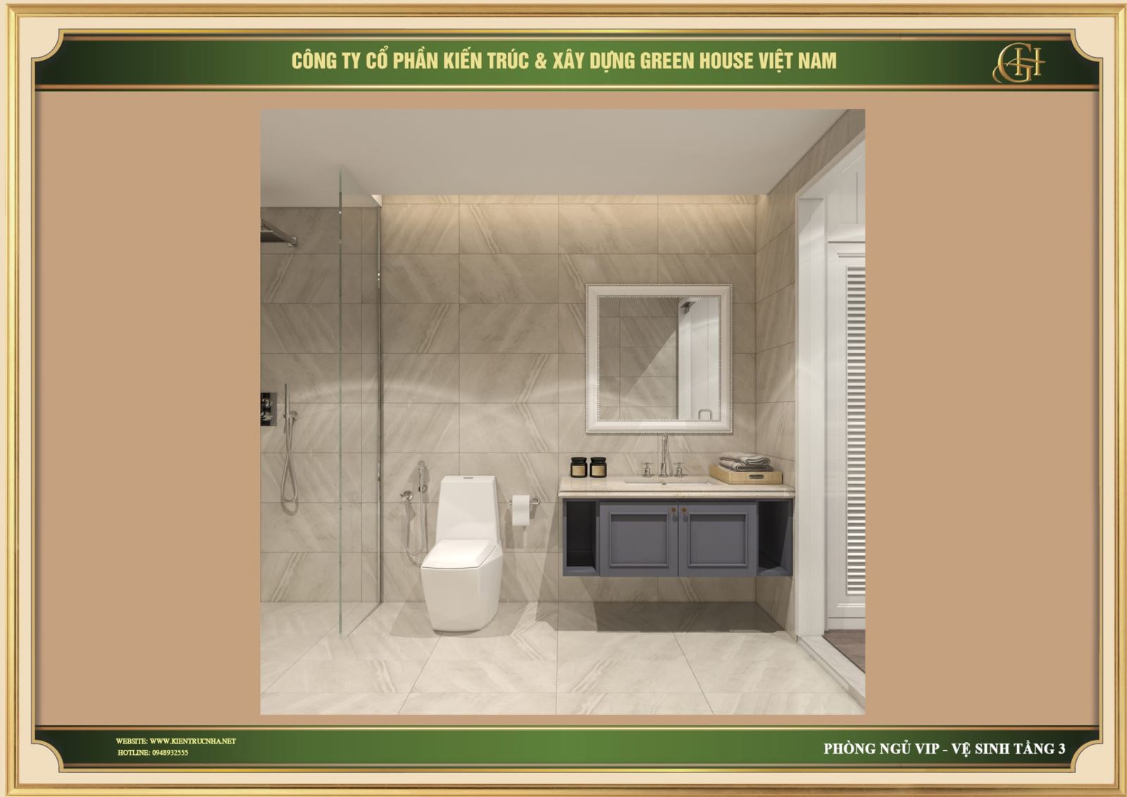 Thiết kế nội thất phòng tắm master đẹp, tiện nghi tại nhà phố tân cổ điển