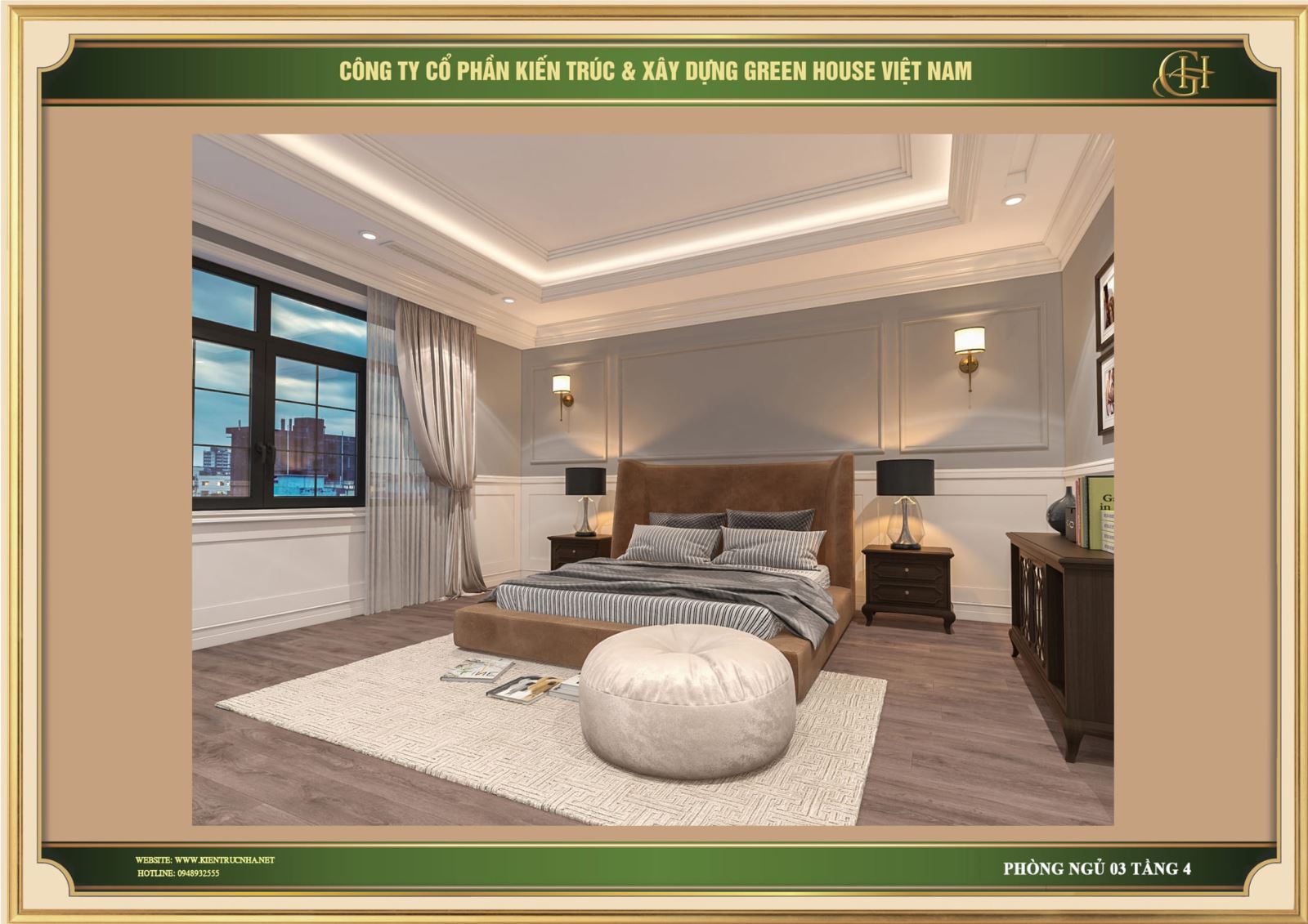 Green House Việt Nam thiết kế nội thất phòng ngủ tân cổ điển đẹp, ấn tượng Bắc Giang