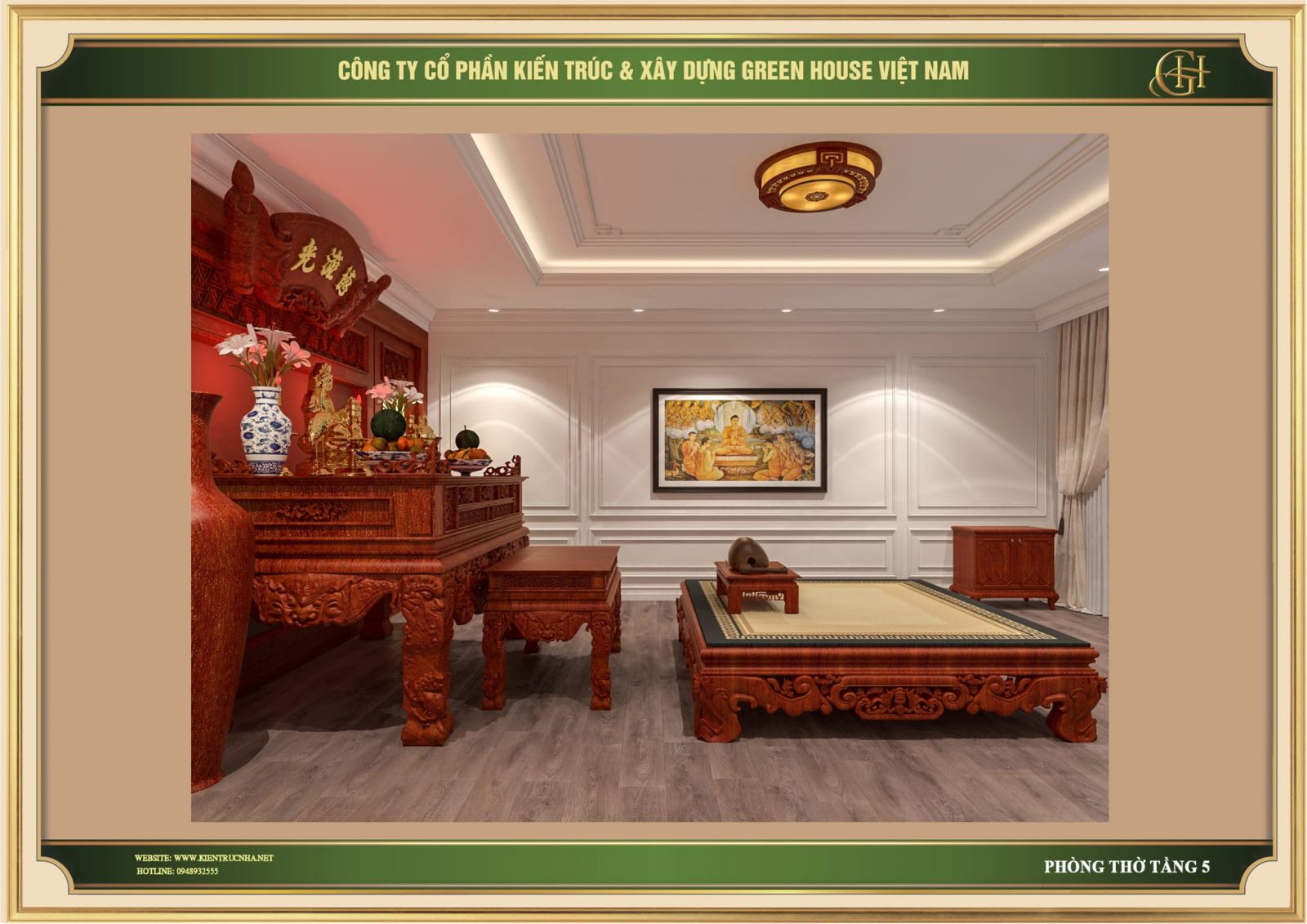 Thiết kế nội thất phòng thờ tại nhà phố tân cổ điển Bắc Giang