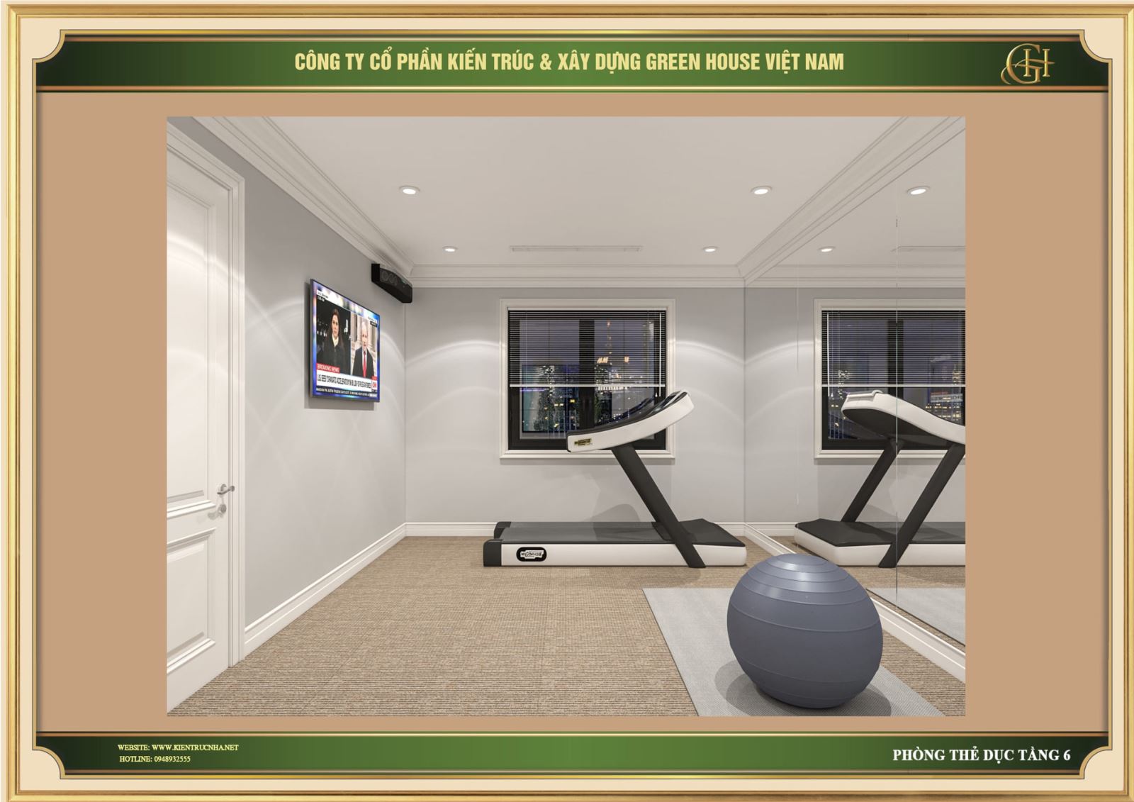 Nhà phố tân cổ điển Bắc Giang sở hữu phòng gym hiện đại, tiện nghi