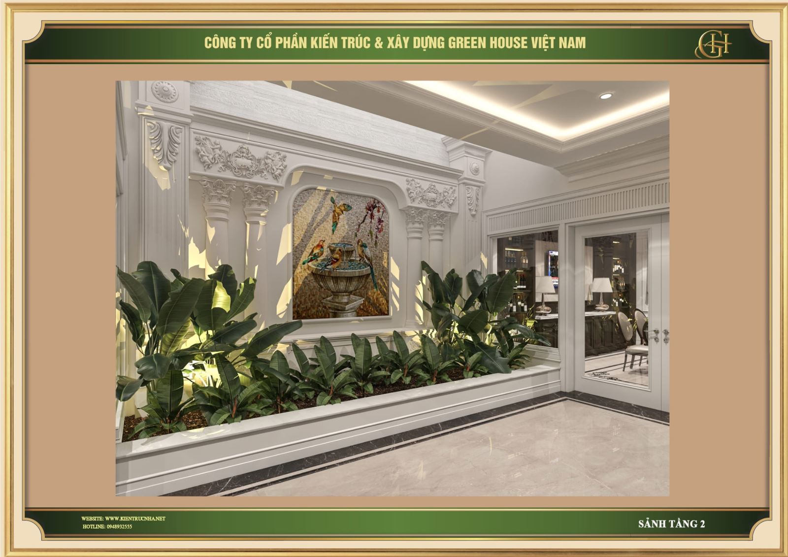 Không gian sảnh tầng 2 với lối thiết kế trong lành, thu hút