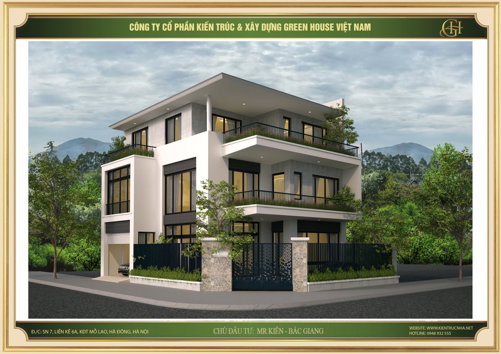 Kiến trúc biệt thự gia đình 3 tầng hiện đại- Green House Việt Nam