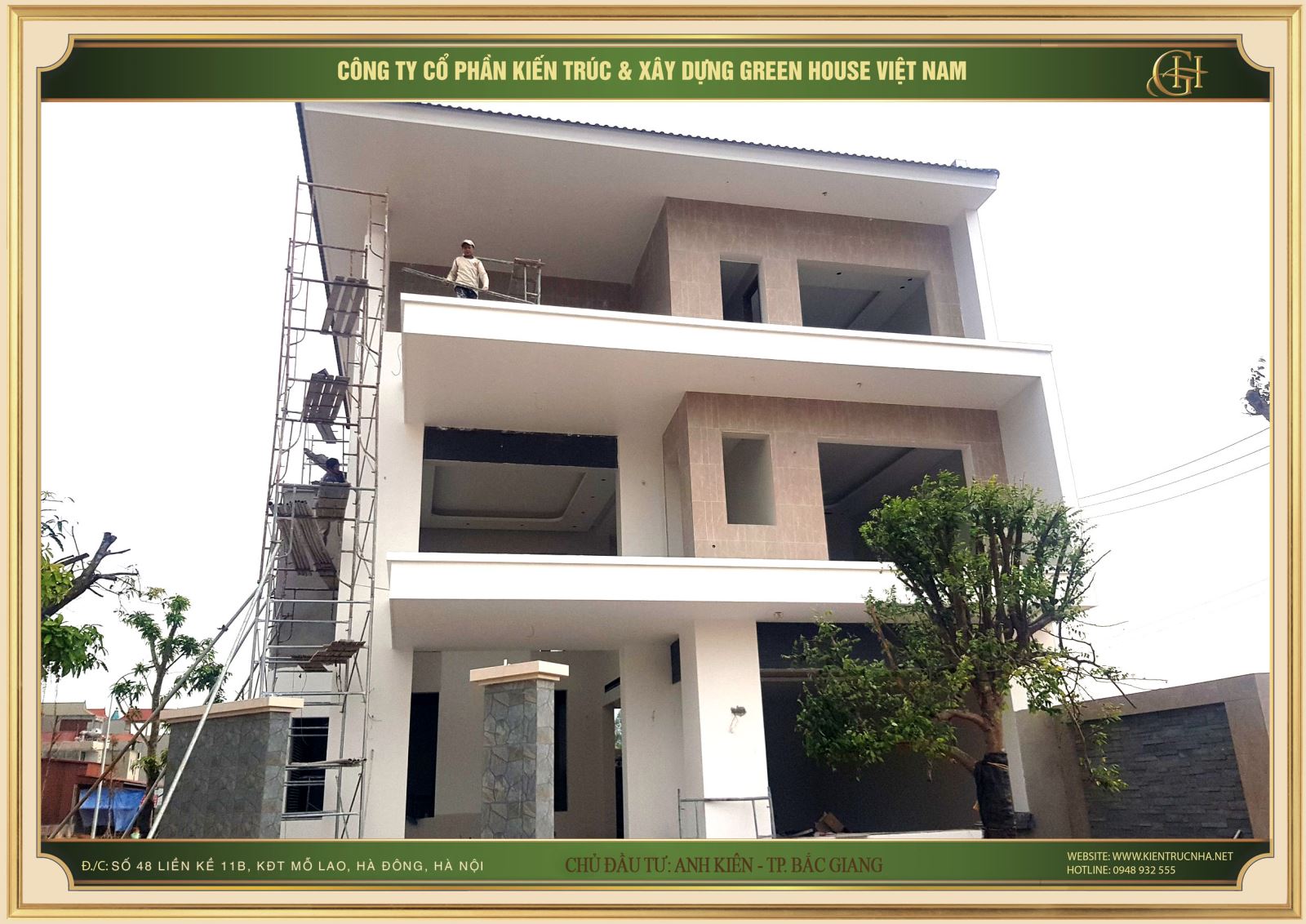 Căn biệt thự gần như đã hoàn thiện trong sự vui mừng của gia chủ và đội ngũ Green House Việt Nam