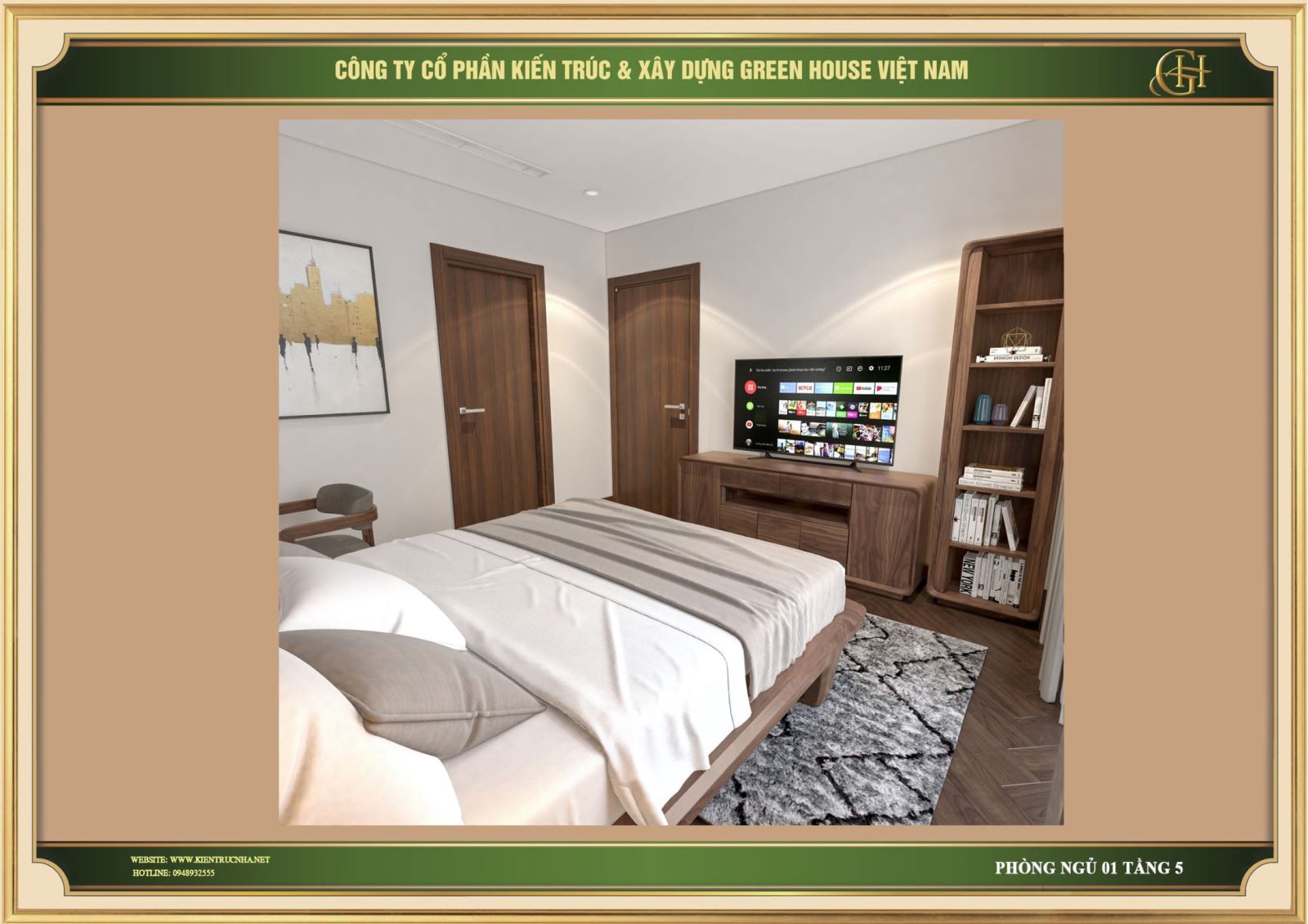 Mẫu thiết kế nội thất phòng ngủ tân cổ điển đẹp, chất liệu cao cấp