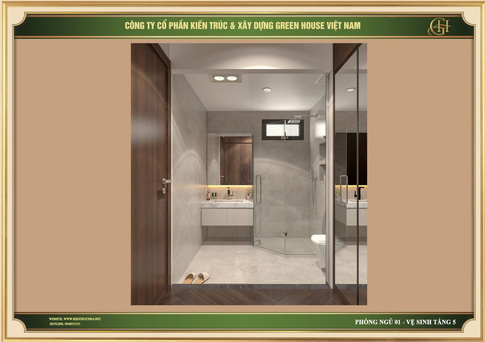 Green House Việt Nam thiết kế nội thất phòng tắm đẹp, tiện nghi tại nhà phố tân cổ điển Bắc Giang