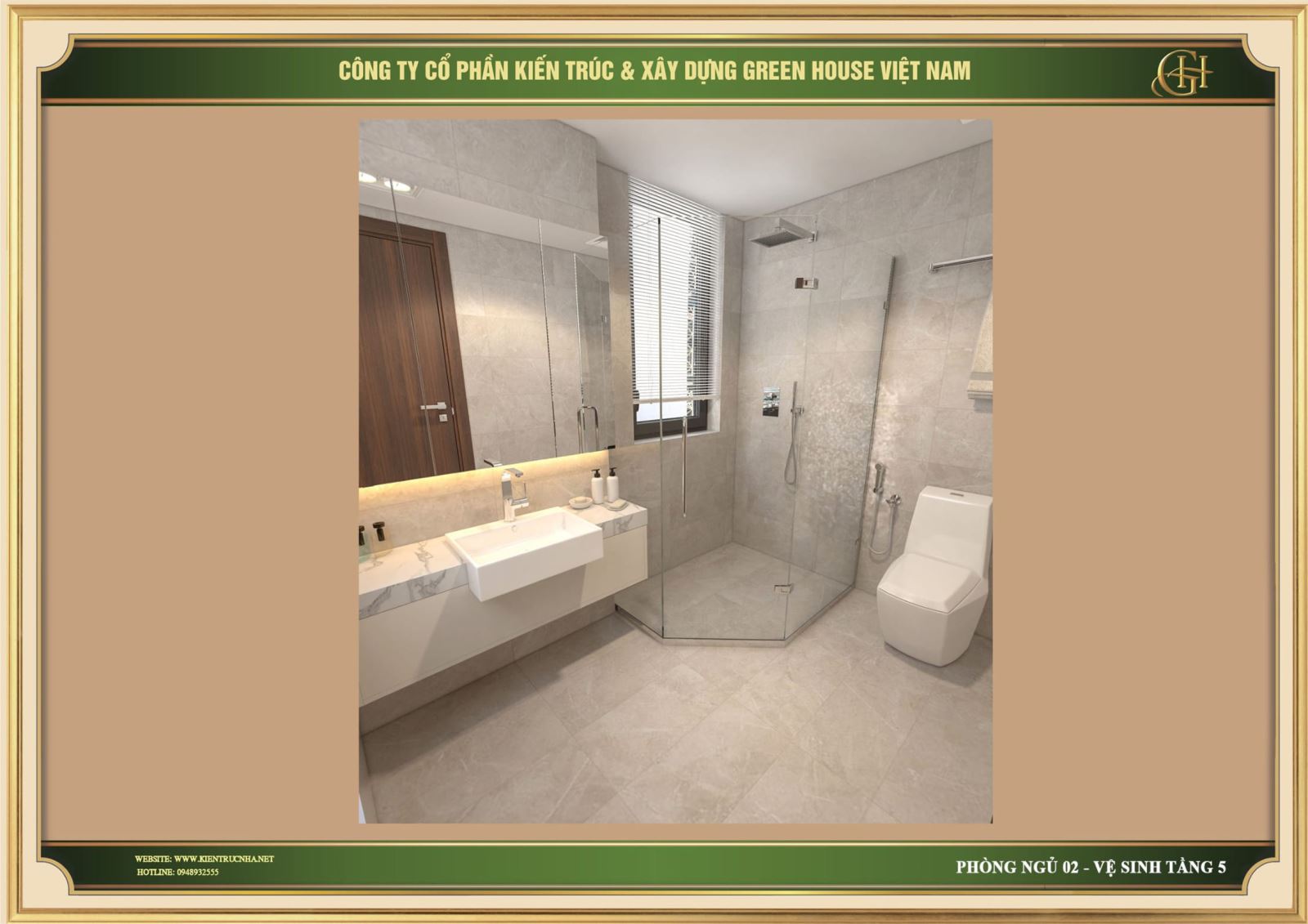 Tại phòng ngủ số 2, nhà vệ sinh và phòng tắm được thiết kế chung một không gian