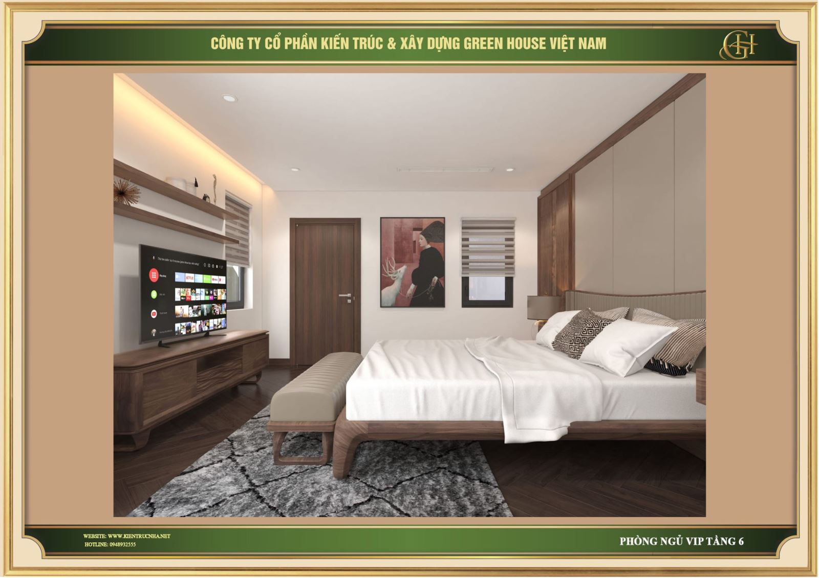 Thiết kế nội thất phòng ngủ master tân cổ điển sang trọng, đẳng cấp