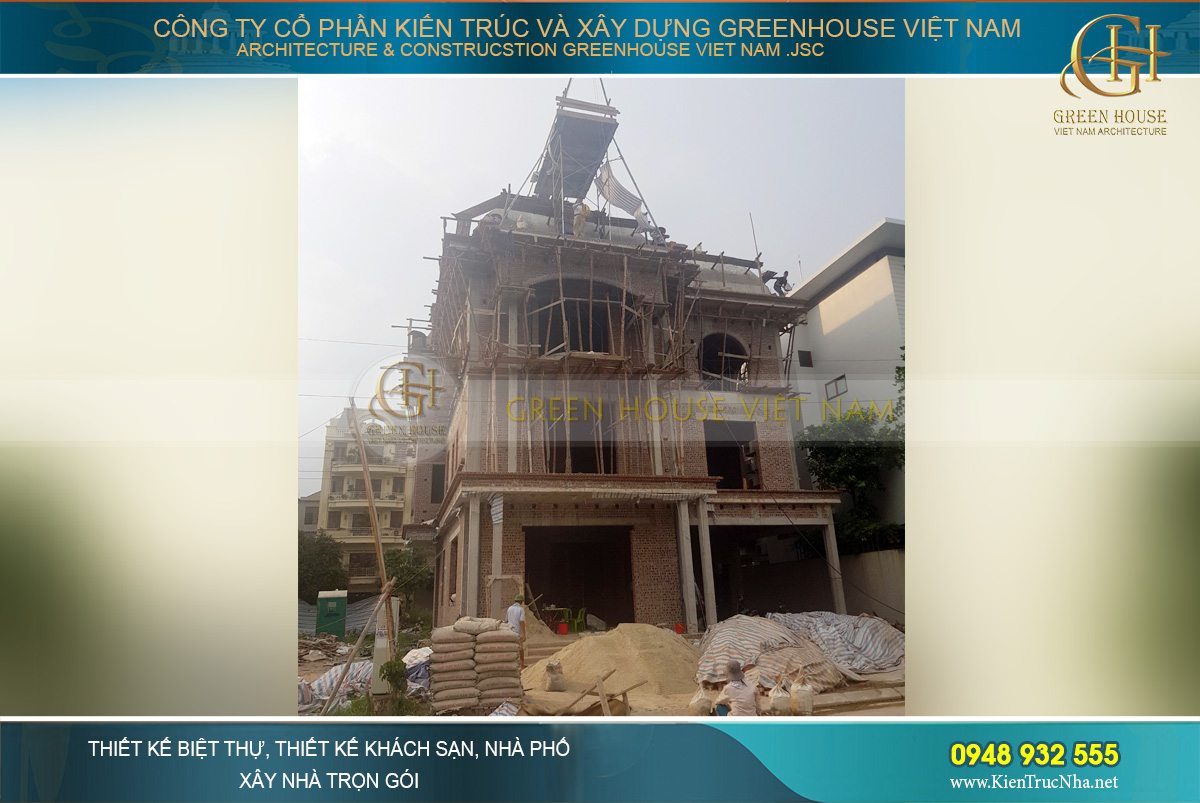 Thi công trọn gói biệt thự tân cổ điển 3 tầng diện tích 130m2