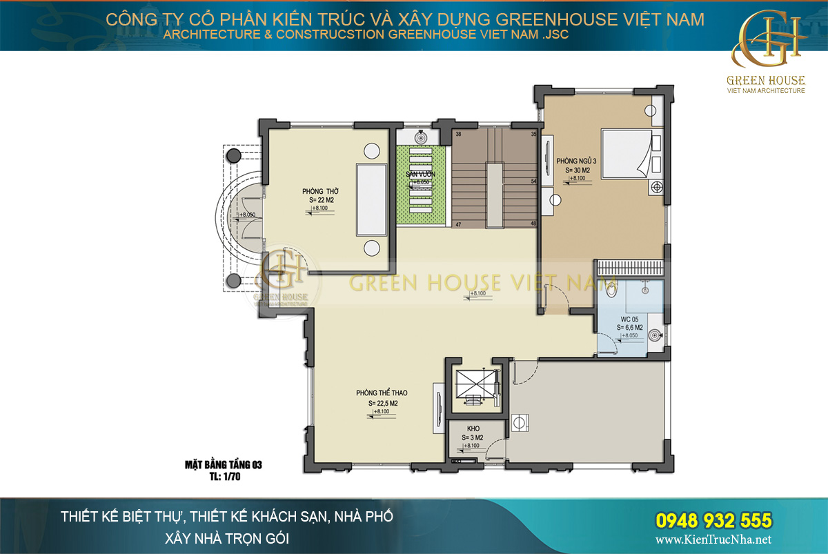 Thi công trọn gói biệt thự tân cổ điển 3 tầng diện tích 130m2