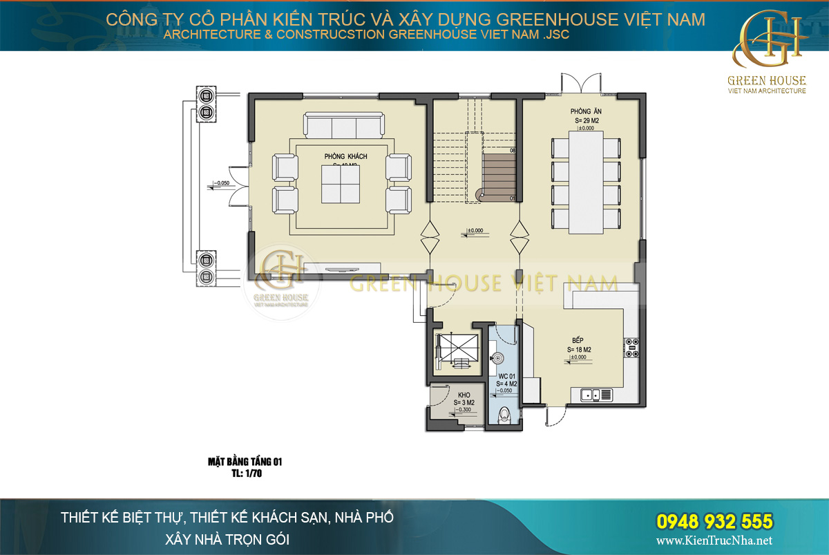 Thi công trọn gói biệt thự tân cổ điển 3 tầng diện tích 130m2