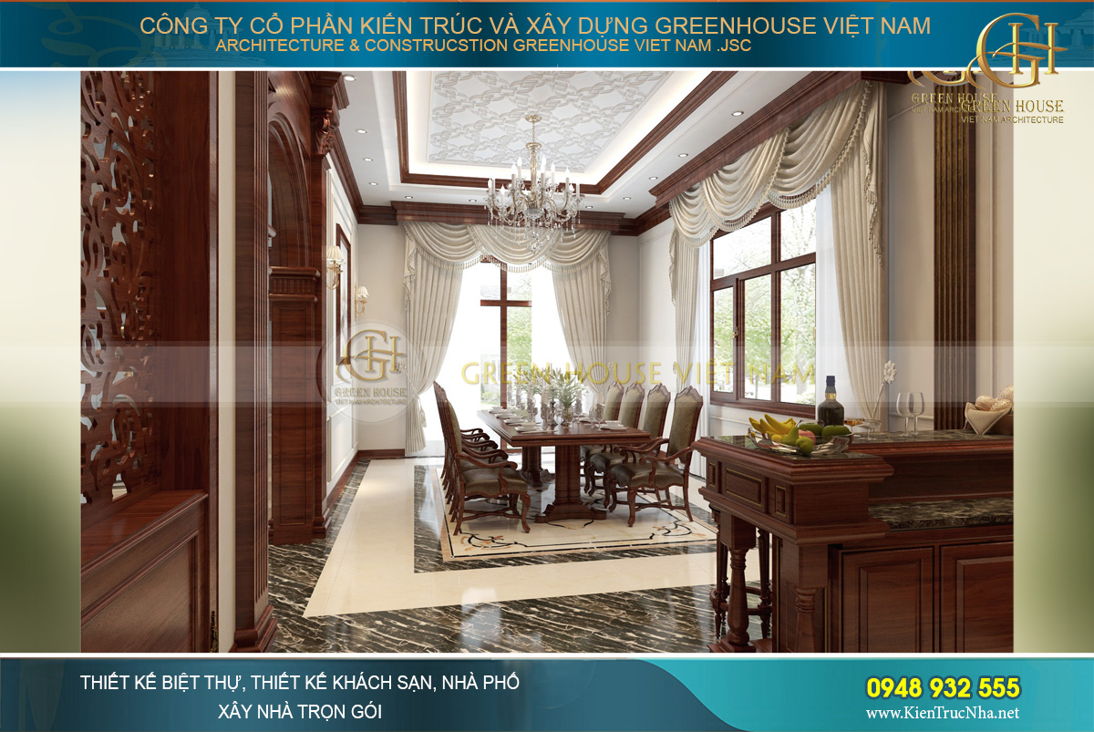 Thi công trọn gói biệt thự tân cổ điển 3 tầng diện tích 130m2