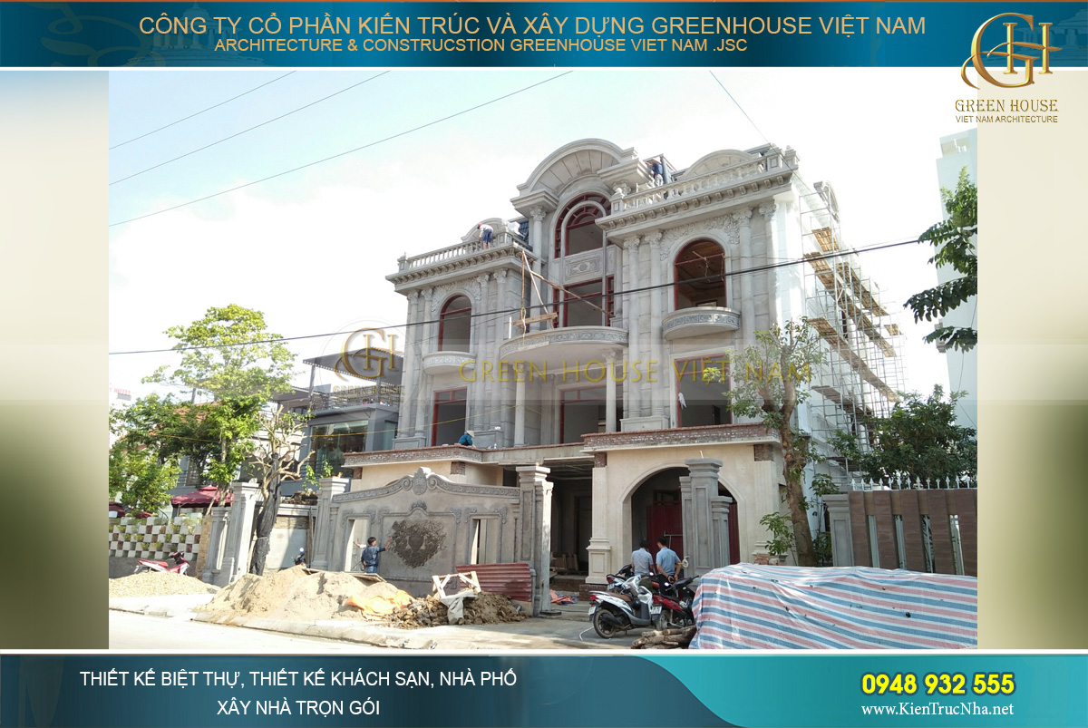 thi công thực tế biệt thự tân cổ điển 3 tầng tại Bắc Giang