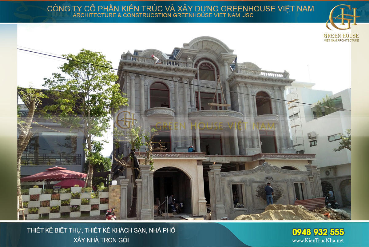 thi công thực tế biệt thự tân cổ điển 3 tầng tại Bắc Giang