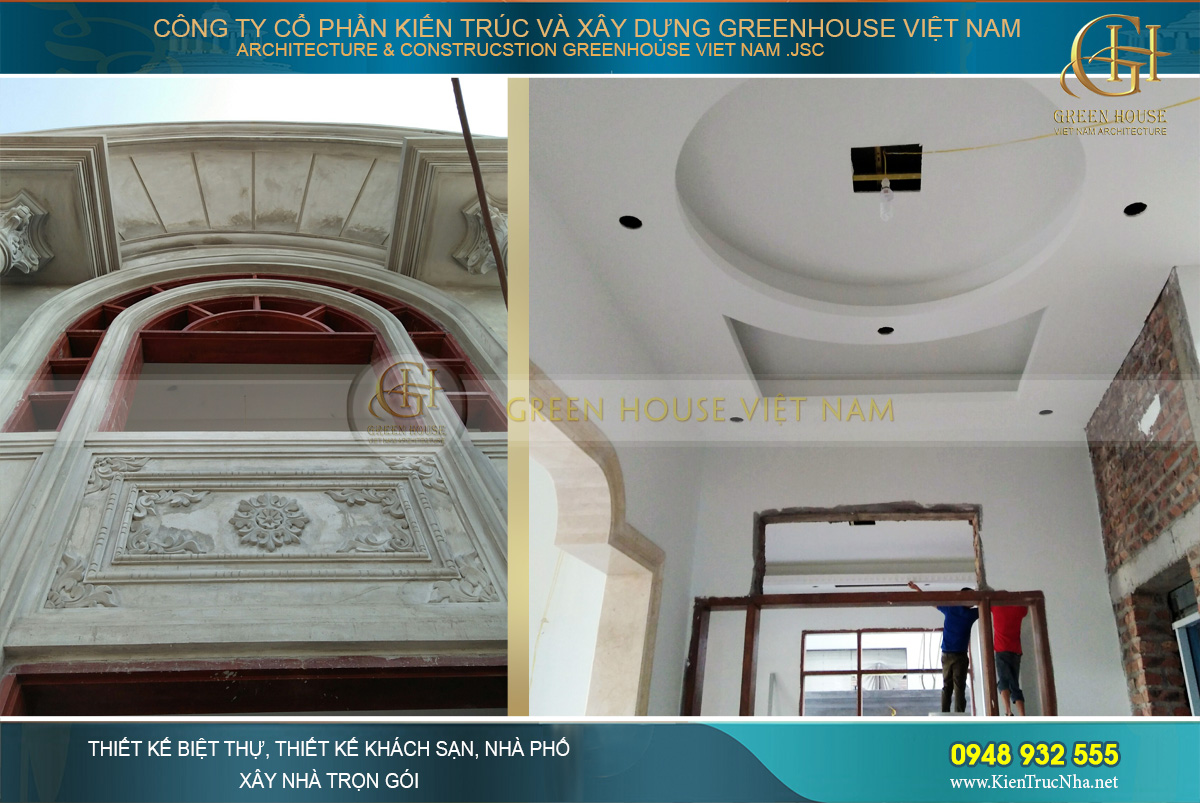 thi công thực tế biệt thự tân cổ điển 3 tầng tại Bắc Giang