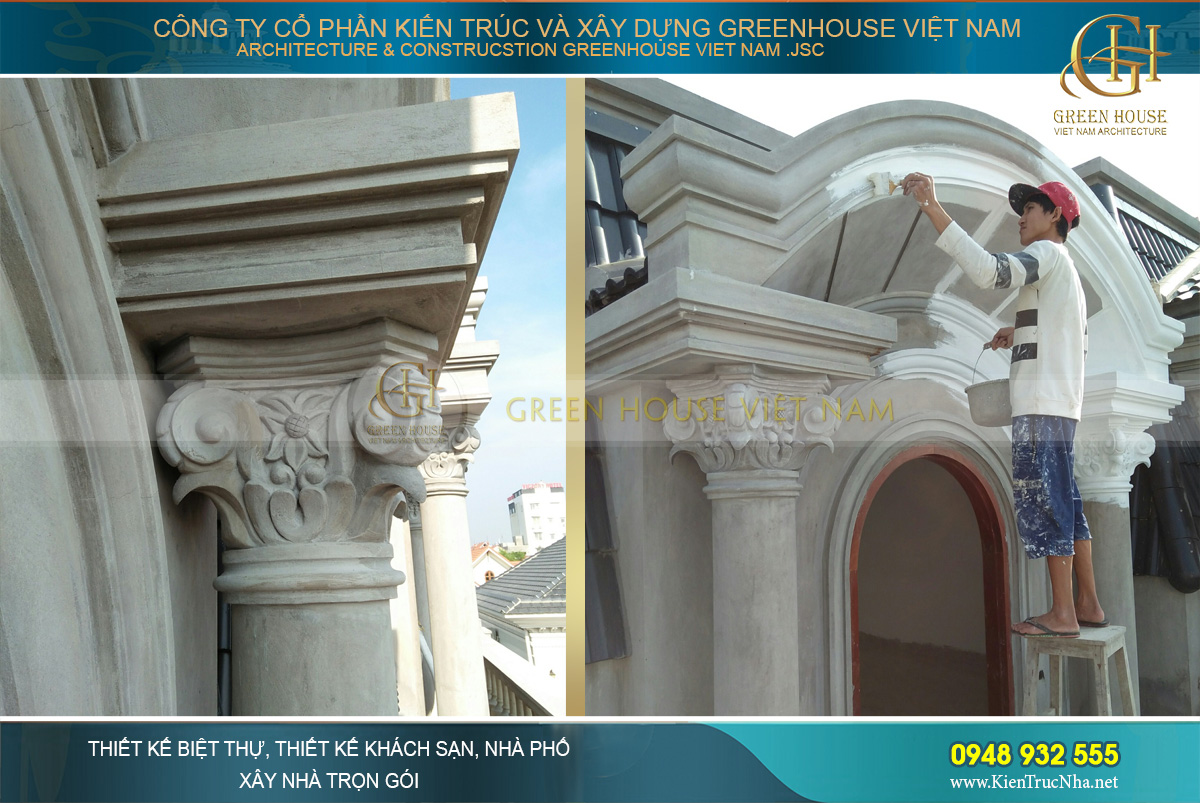 thi công thực tế biệt thự tân cổ điển 3 tầng tại Bắc Giang