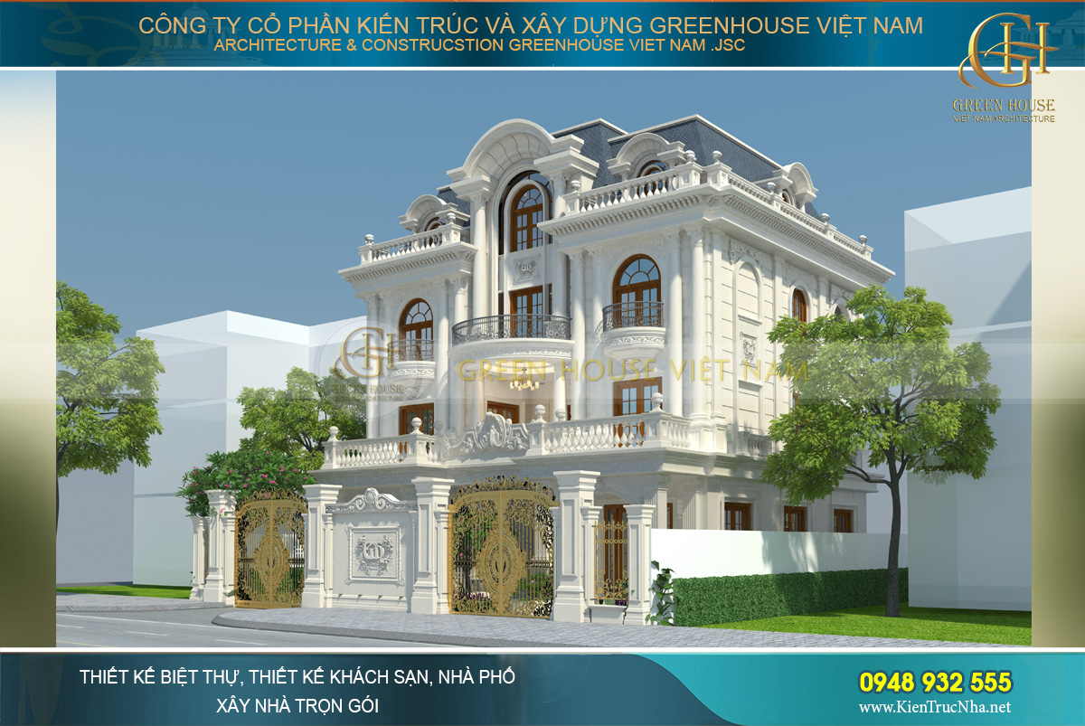 thi công thực tế biệt thự tân cổ điển 3 tầng tại Bắc Giang