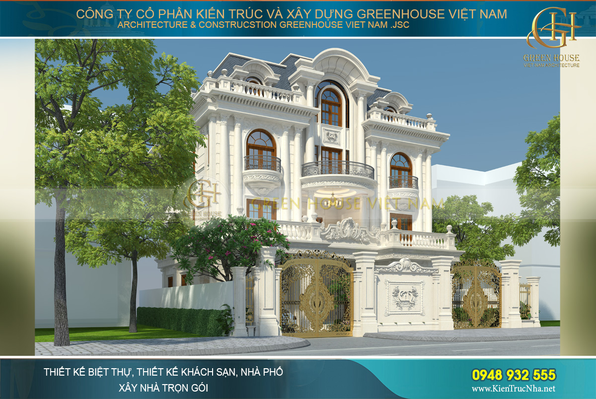 thi công thực tế biệt thự tân cổ điển 3 tầng tại Bắc Giang