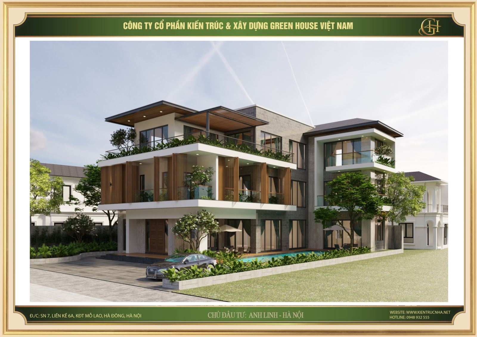 Green House Việt Nam thiết kế kiến trúc biệt thự hiện đại, tiện nghi Hà Nội