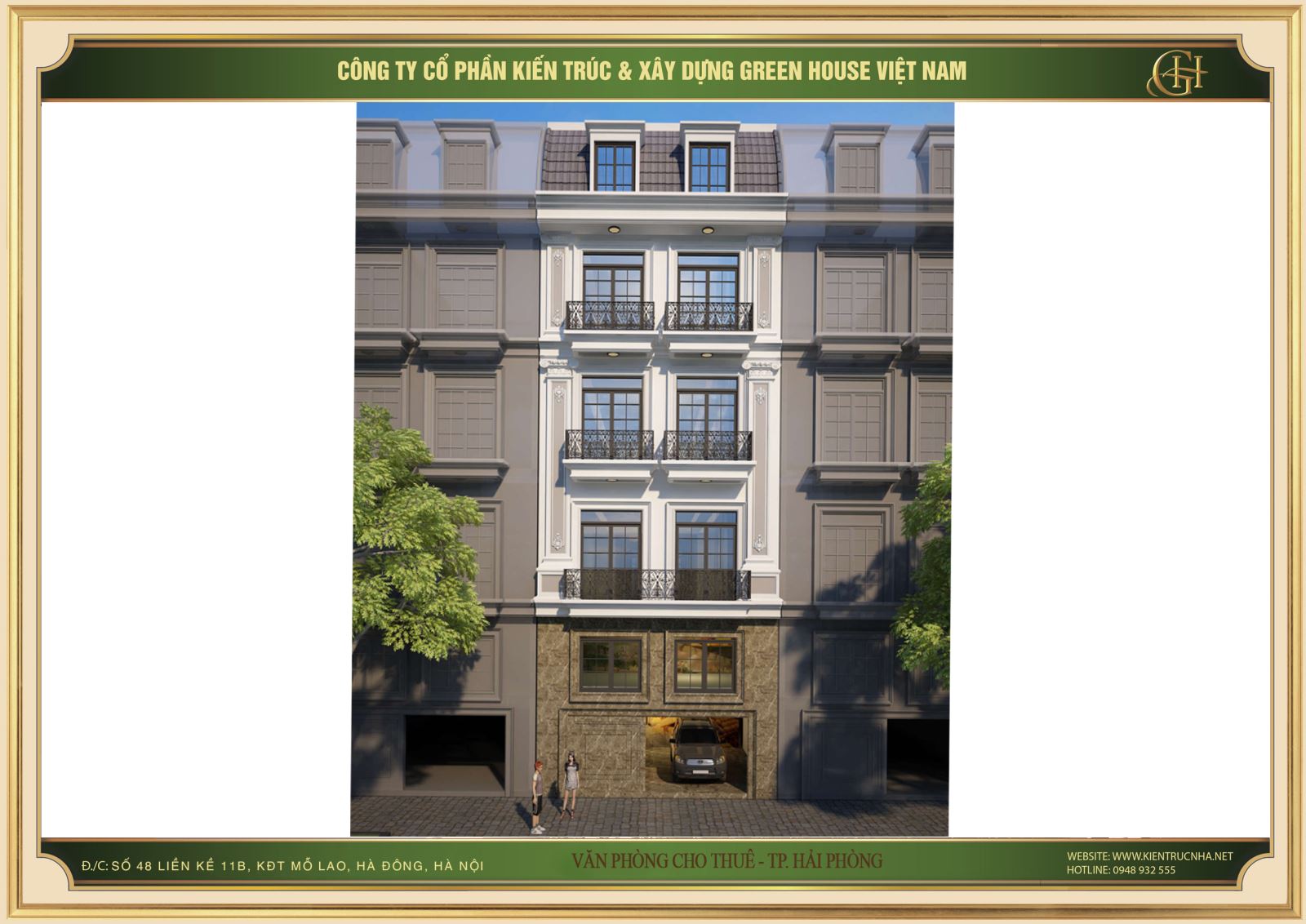 Thiết kế mặt sau của mẫu nhà phố kết hợp văn phòng cho thuê