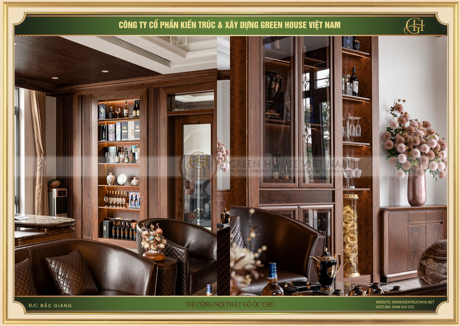 Nội thất tối giản, tinh tế với hệ thống tủ, kệ gỗ óc chó