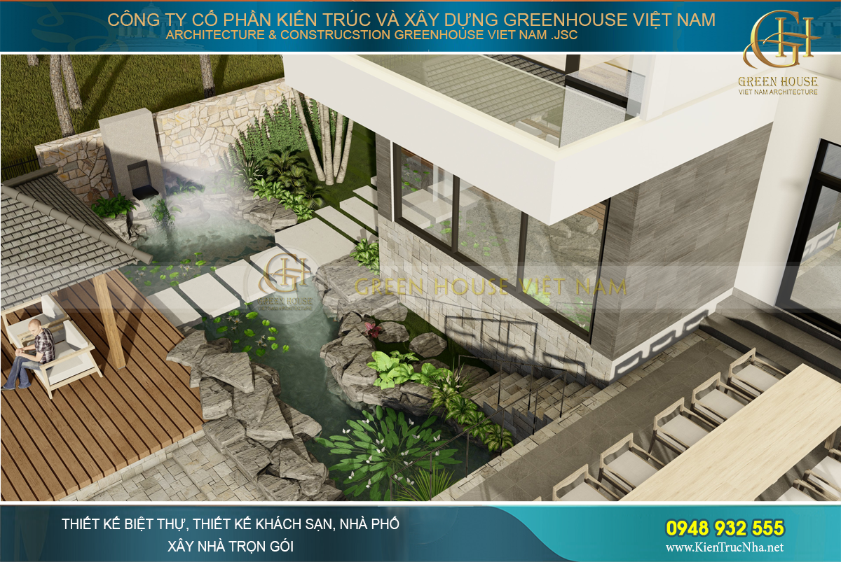 Dự án thiết kế kiến trúc villa sân vườn xanh mát, hiện đại