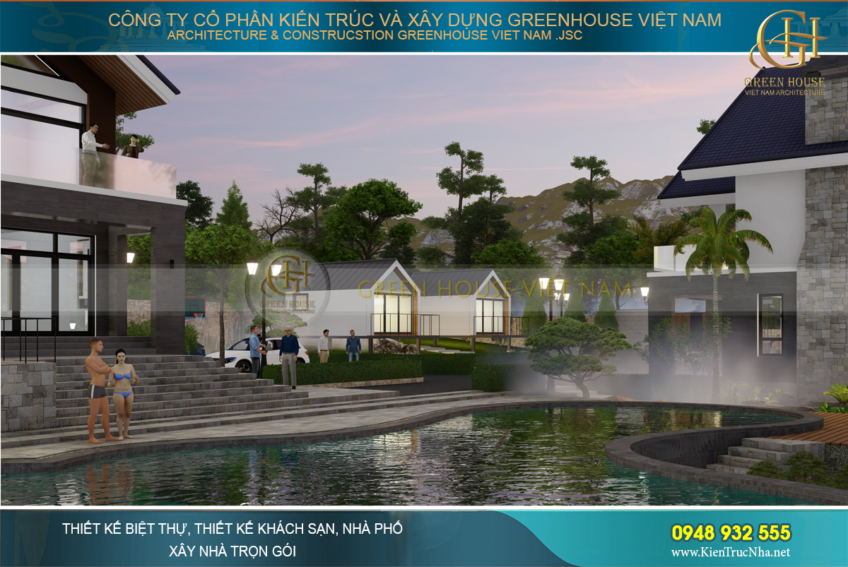 Green House Việt Nam thiết kế kiến trúc biệt thự nghỉ dưỡng sang trọng, hiện đại