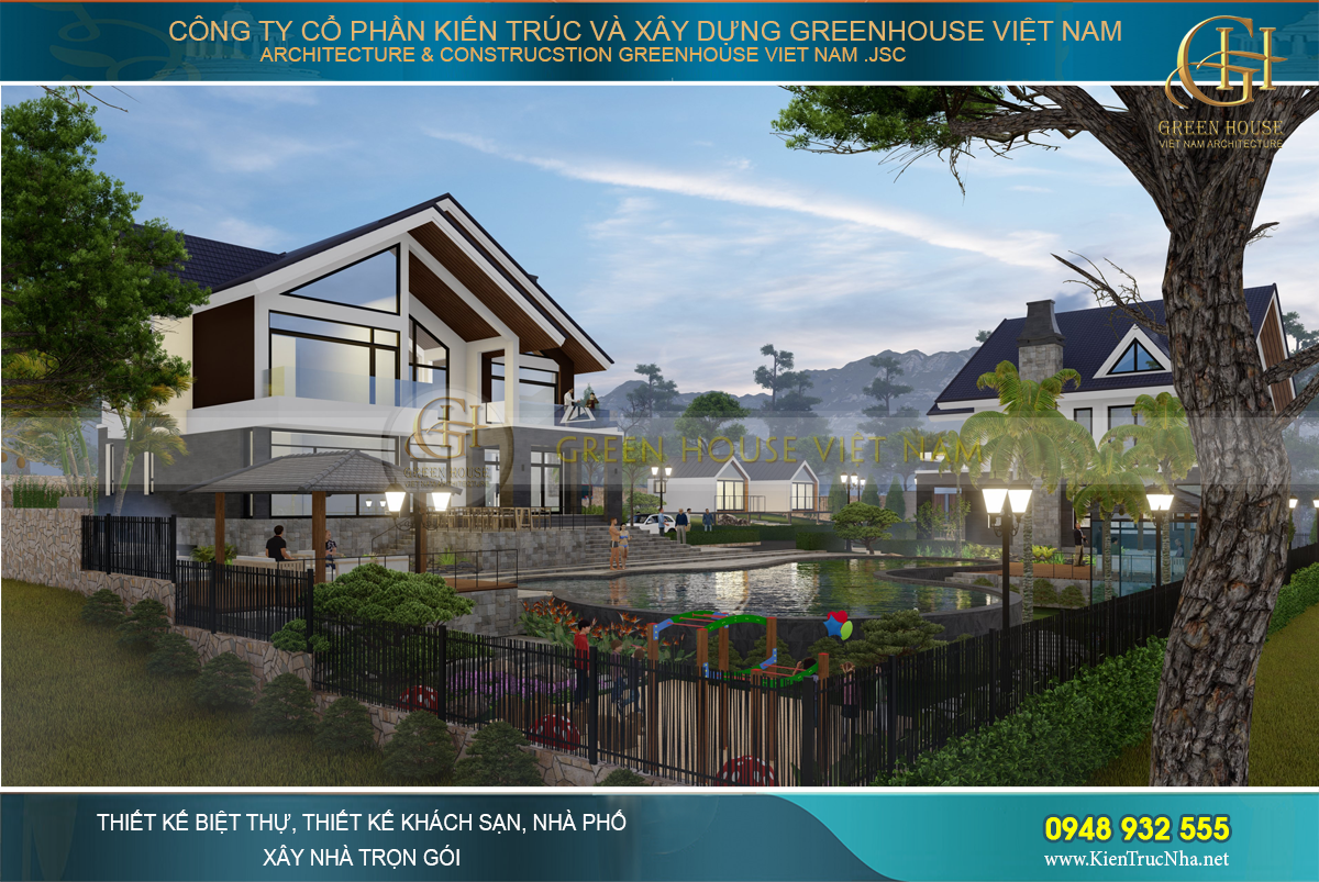 Dự án thiết kế villa nghỉ dưỡng có bể bơi hiện đại, sang trọng