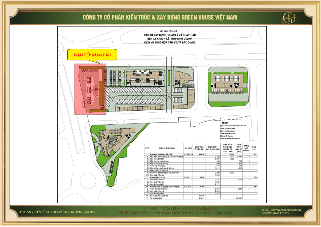 Mặt bằng tổng thể trạm tiếp xăng dầu