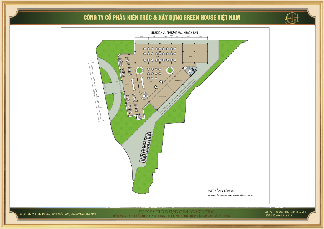 Mặt bằng tầng 1 Khu dịch vụ tổng hợp ( khách sạn )