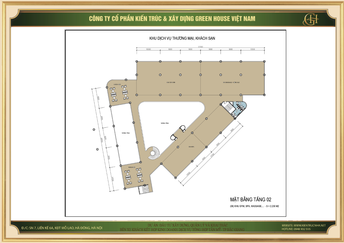 Mặt bằng tầng 2 Khu dịch vụ thương mại khách sạn