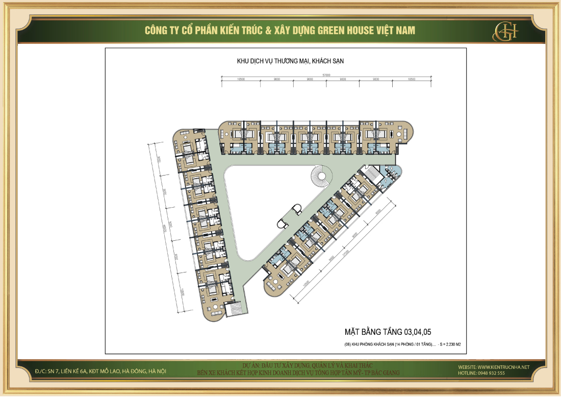 Mặt bằng tầng 3,4,5 Khu dịch vụ thương mại khách sạn