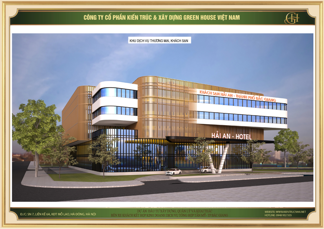 Hình ảnh 3D khu dịch vụ thương mại khách sạn