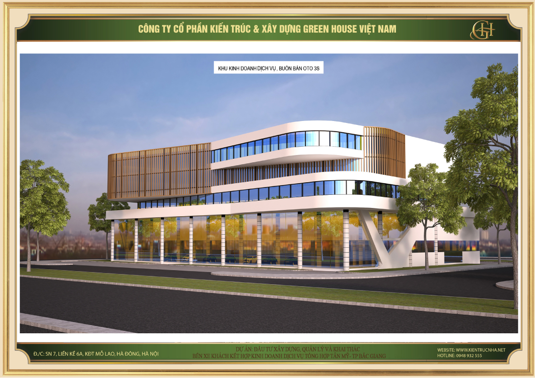 Hình ảnh 3D Khu kinh doanh dịch vụ - Đại lý ô tô 3S