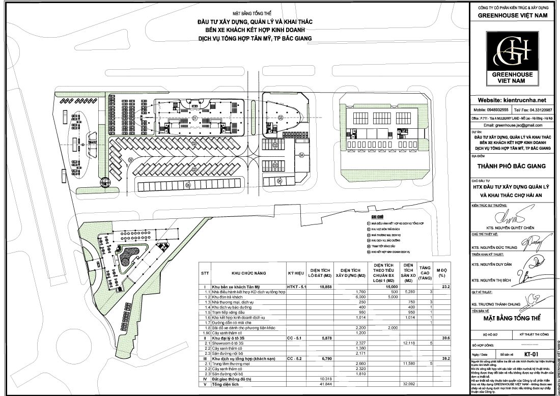 Mặt bằng tổng thể Bến xe khách kết hợp kinh doanh dịch vụ tổng hợp Tân Mỹ - Bắc Giang