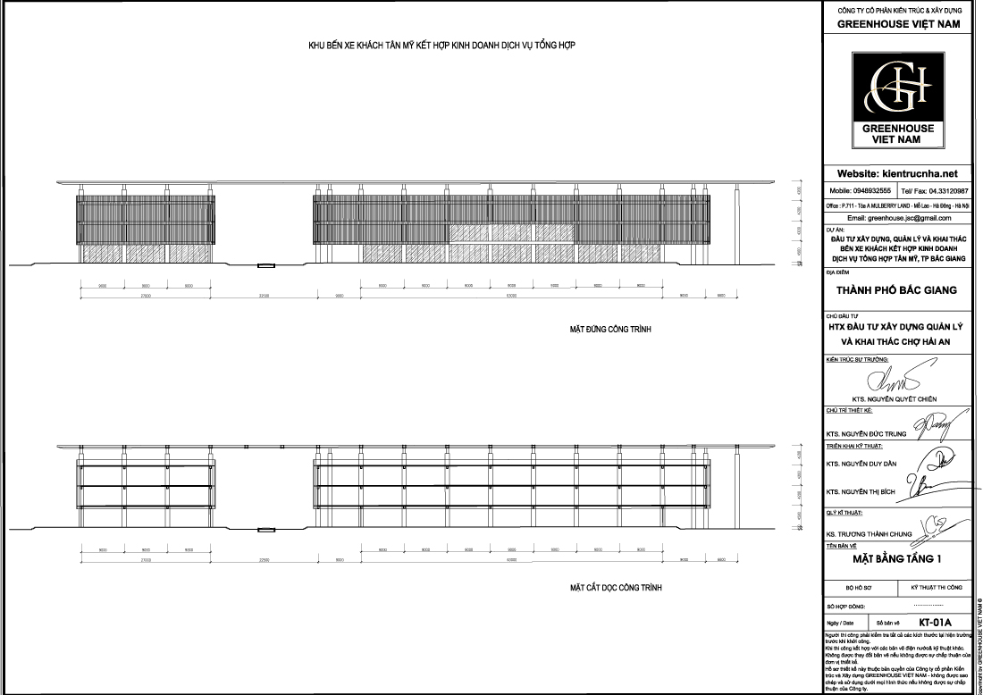 Mặt đứng công trình khu Bến xe khách kết hợp kinh doanh dịch vụ tổng hợp