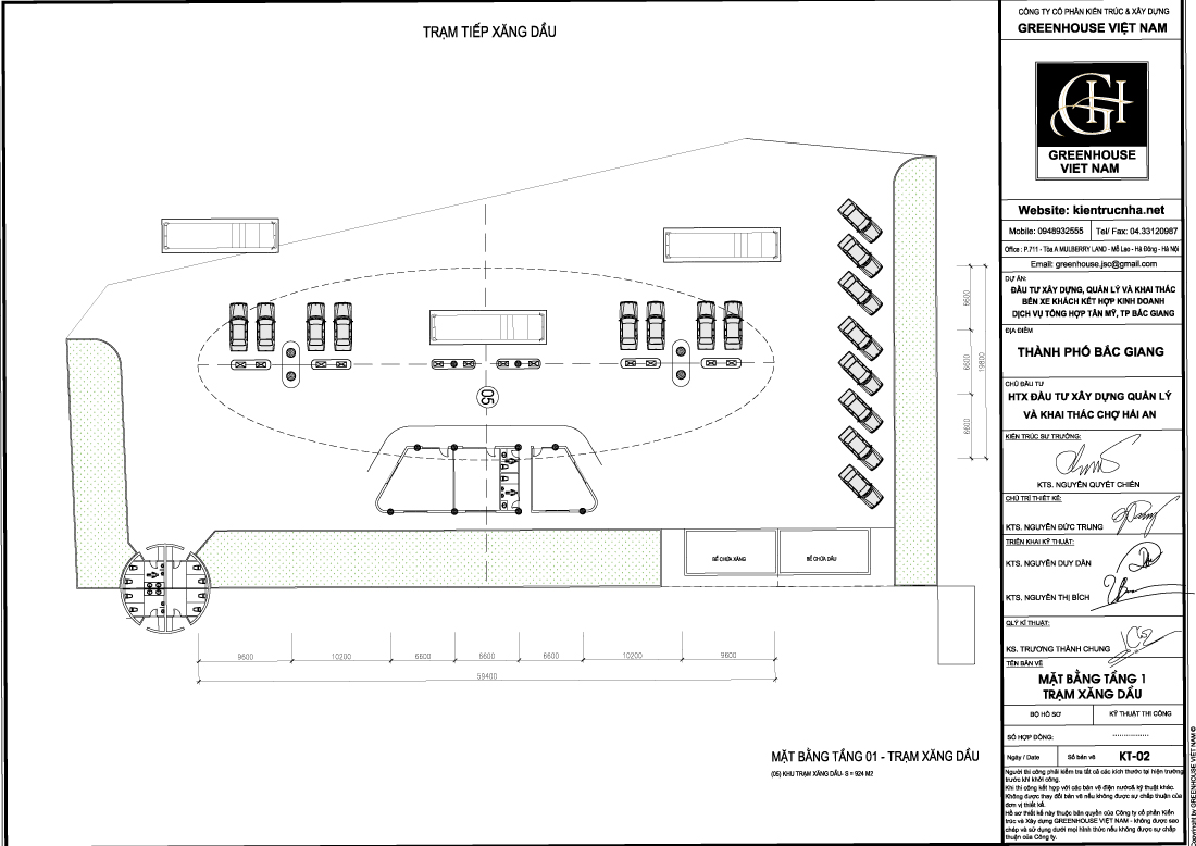 Mặt bằng tầng 1 trạm tiếp xăng dầu khu Bến xe khách kết hợp kinh doanh dịch vụ tổng hợp
