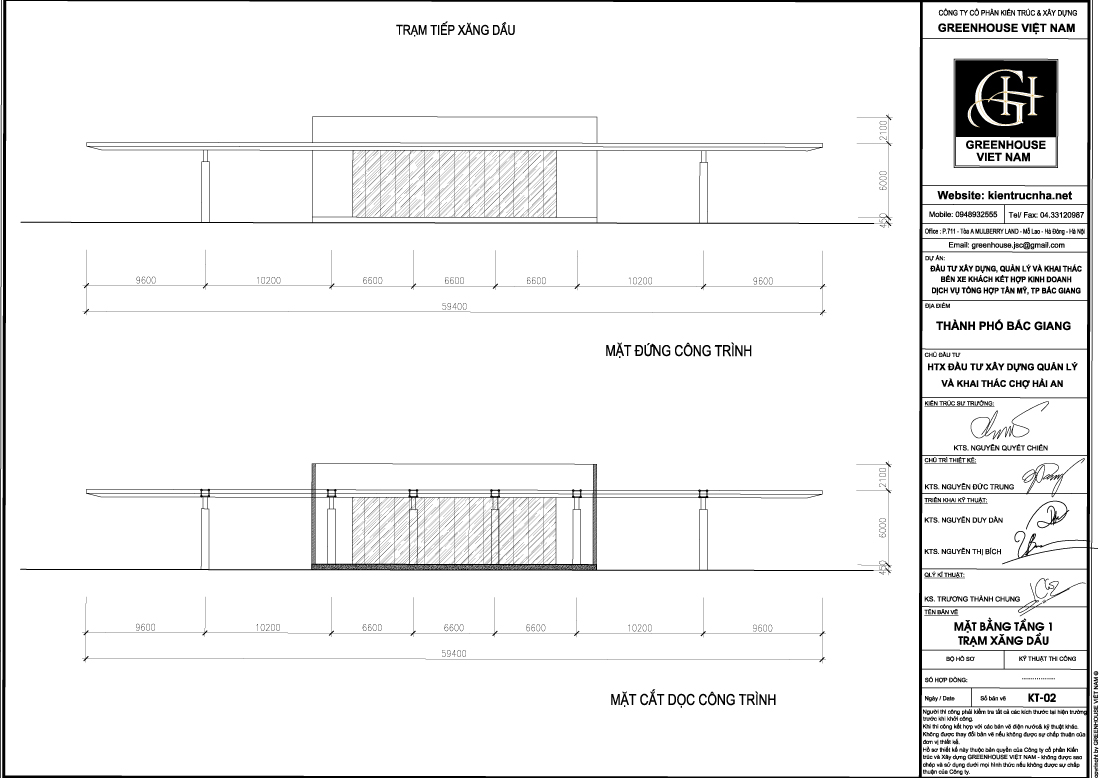 Mặt đứng công trình trạm xăng dầu khu Bến xe khách kết hợp kinh doanh dịch vụ tổng hợp