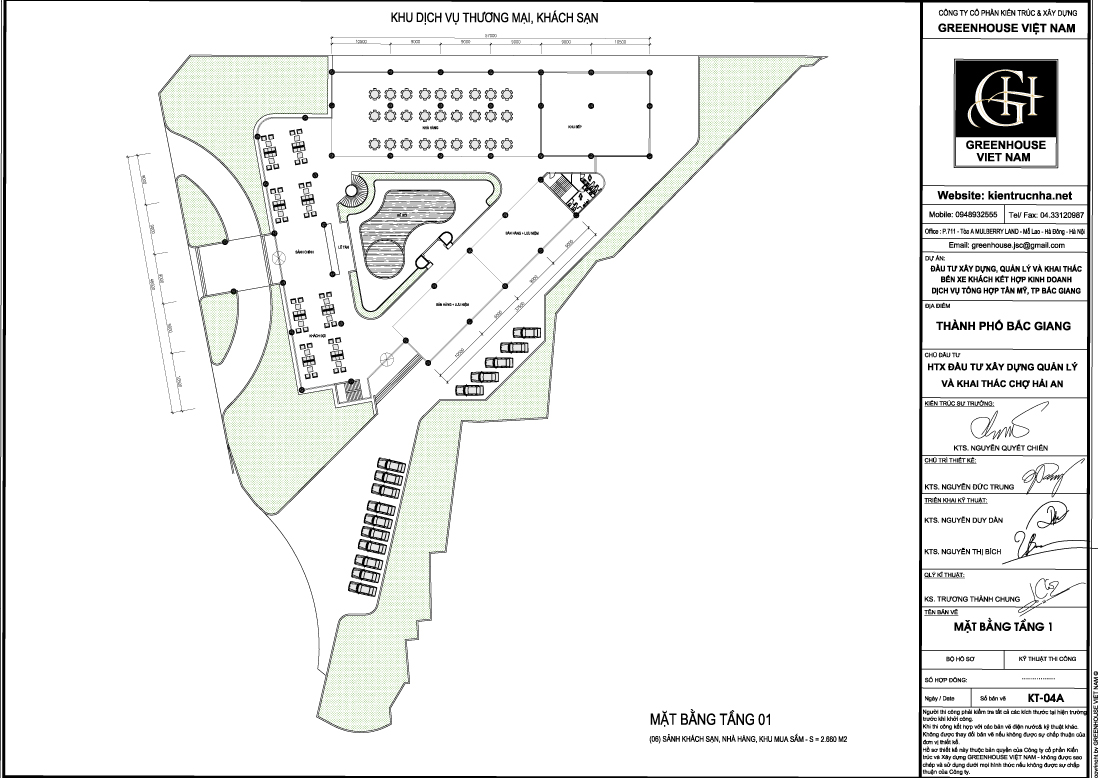 Mặt bằng tầng 1 khu dịch vụ thương mại, khách sạn