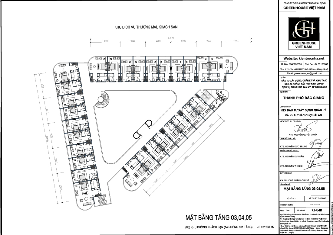Mặt bằng tầng 3,4,5 khu dịch vụ thương mại, khách sạn