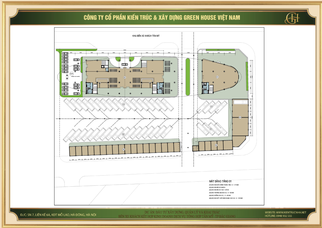 Mặt bằng tầng 1 khu bến xe khách Tân Mỹ