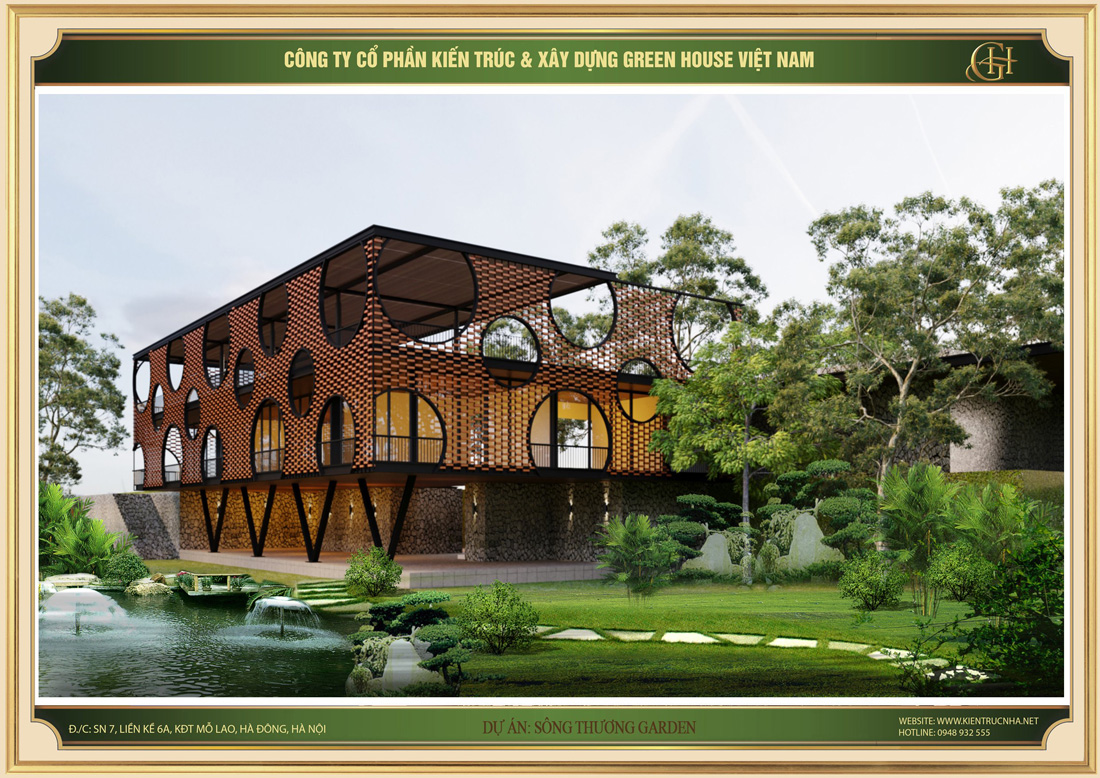 Thiết kế nhà hàng 3 tầng hiện đại thông thoáng với hệ thống cửa kính lớn.