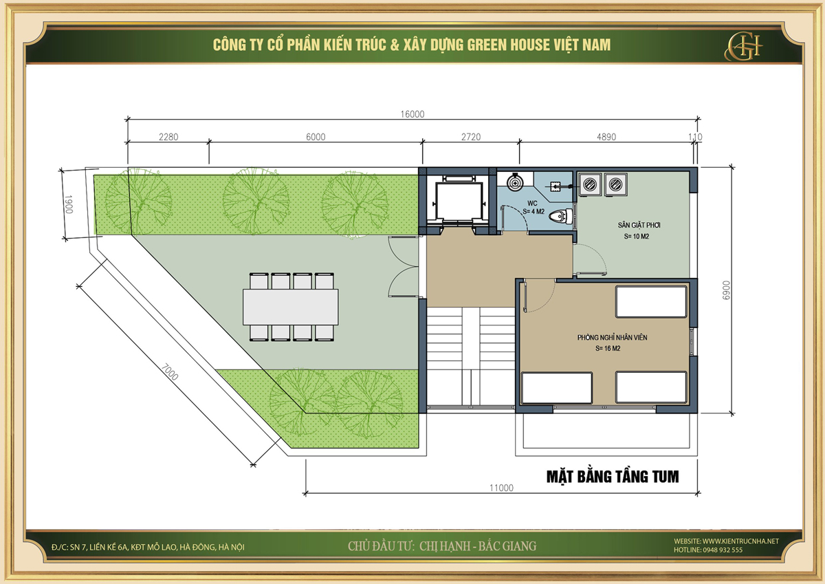 Thiết kế mặt bằng công năng tầng tum cho phòng khám sản phụ khoa tại Bắc Giang