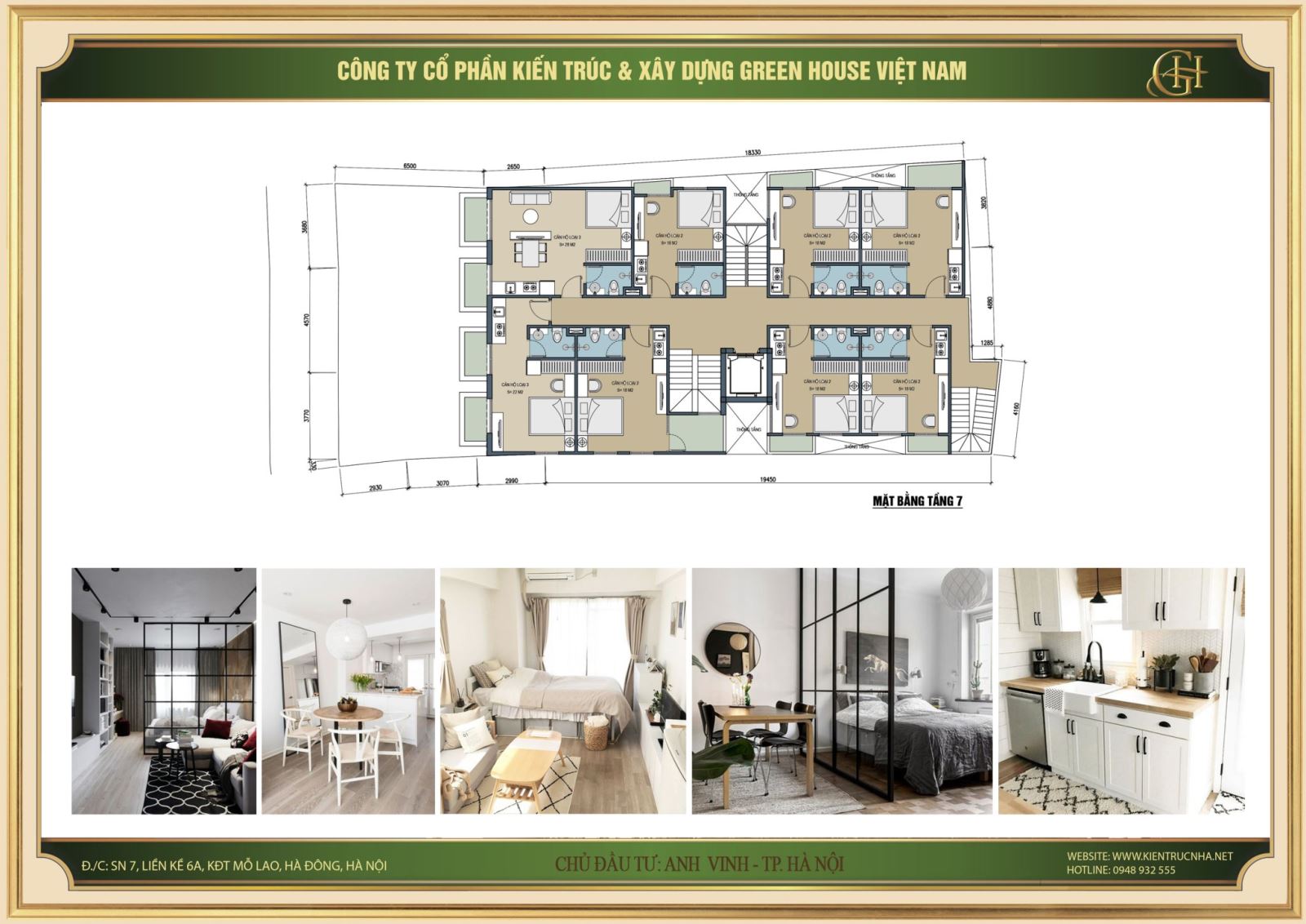 Thiết kế mặt bằng tầng 7 của căn hộ cho thuê 9 tầng tại Hà Nội