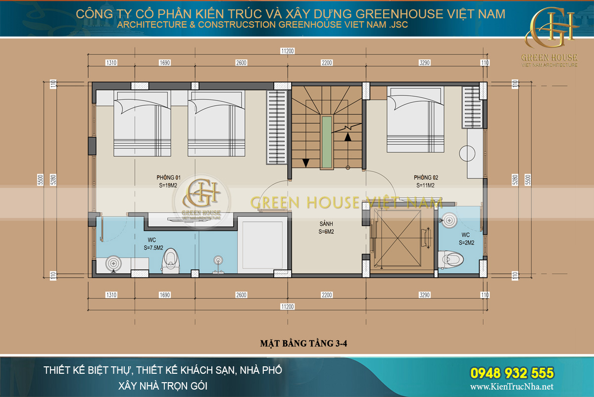 thiết kế khách sạn tân cổ điển 8 tầng tại hà Nội