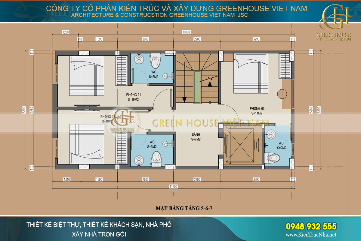 thiết kế khách sạn tân cổ điển 8 tầng tại hà Nội
