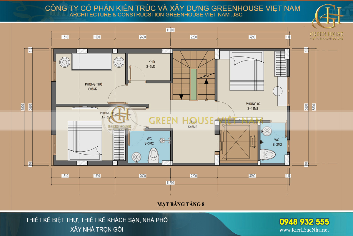 thiết kế khách sạn tân cổ điển 8 tầng tại hà Nội
