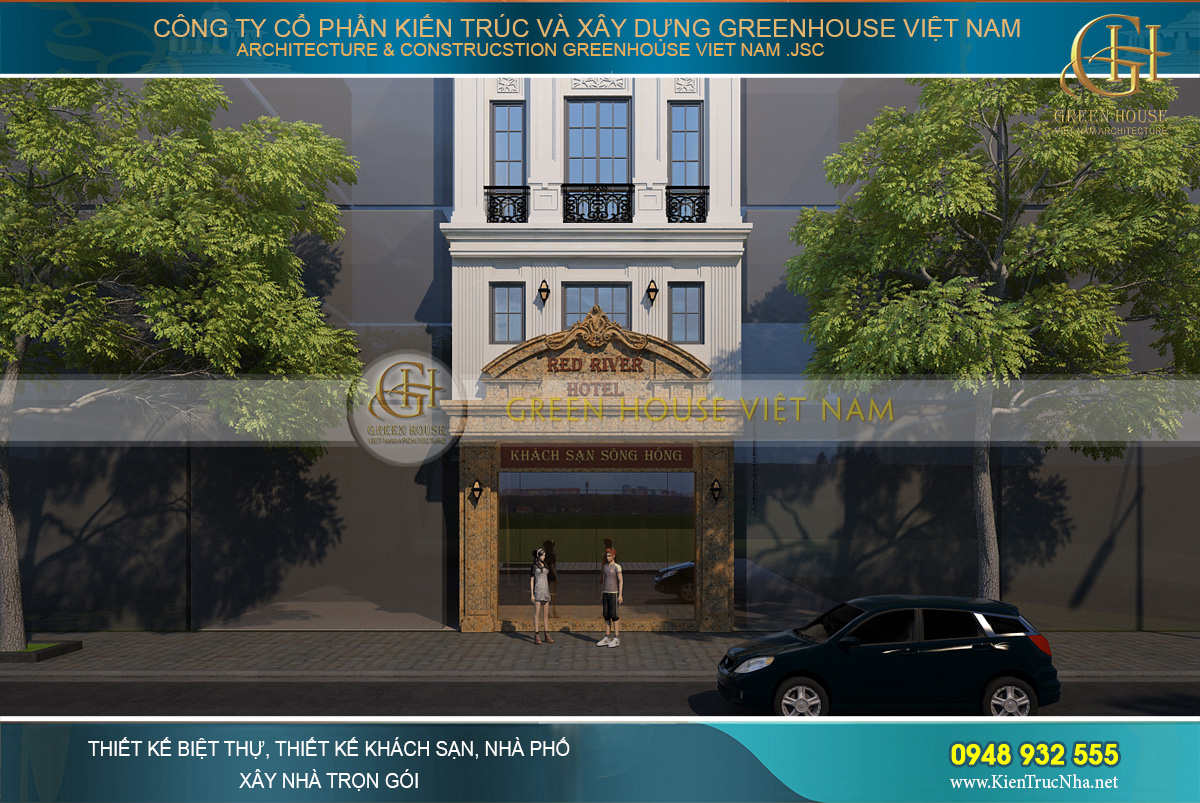 thiết kế khách sạn tân cổ điển 8 tầng tại hà Nội